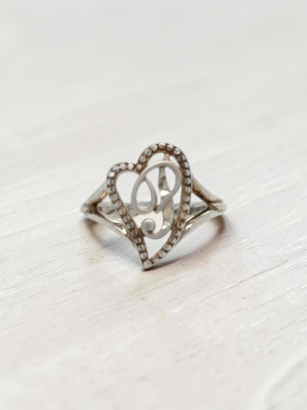 Avon Heart Shaped Initial Ring in 925 Sterling Silver
